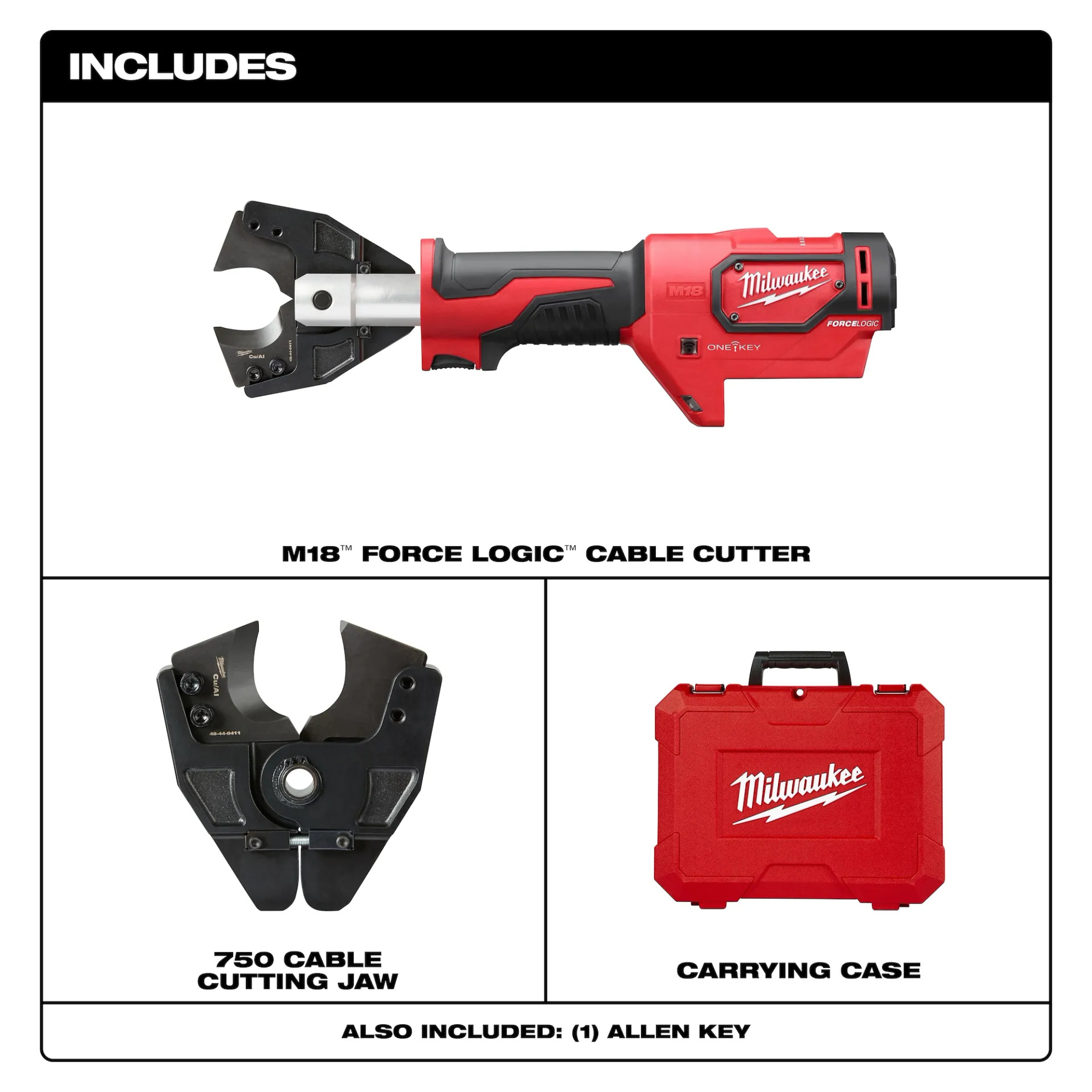 Milwaukee M18 FORCE LOGIC Cable Cutter with 750 MCM Cu Jaws from GME Supply